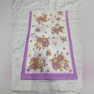 Floral Print Scarf with Purple Border